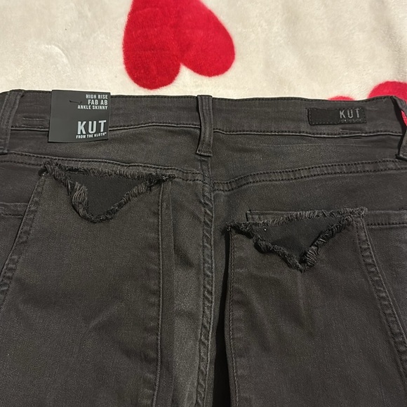NWT Kut From The Kloth High Rise Fab Ab Ankle Skinny Raw Hem (Washed Black) - Picture 14 of 16